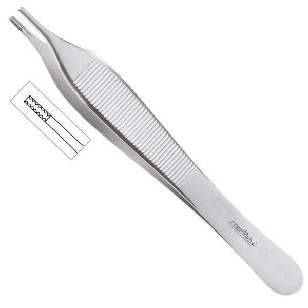 Adson Brown Tissue Forceps - 7x7 Teeth, Side Grasping, 4 3/4" (12 cm)