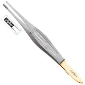 Castroviejo Brown Tissue Forceps - 11 cm, Fine Brown Teeth