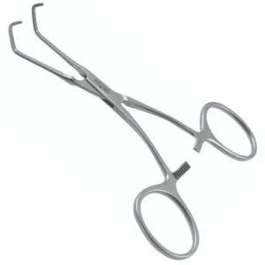 Micro Satinsky Vena Cava Clamp - Debakey Double Angle, Large Jaw, Curved Shaft, 4 1/2"
