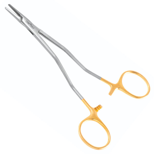 Bayonet Needle Holder - Slight Double-Angle Shaft, TC Smooth, 6"