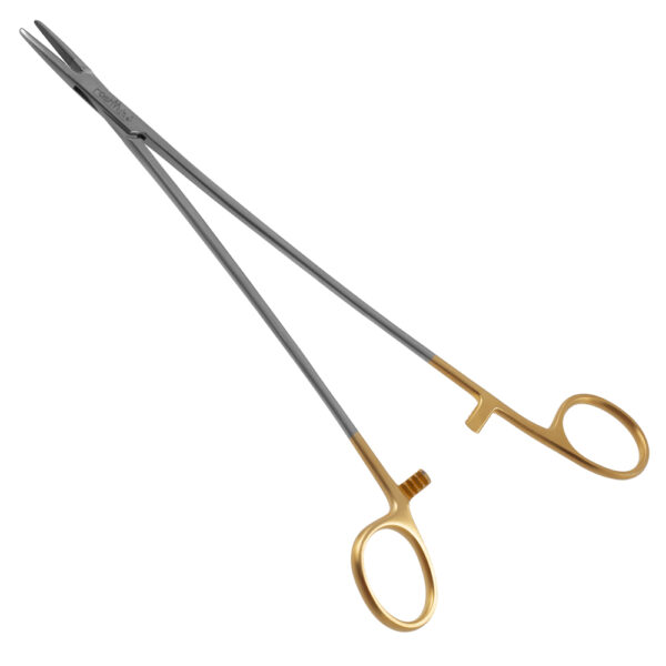 Debakey Needle Holder - Off-Set Ring Handle, TC Serrated Tip, 9 3/4" (24.8cm)