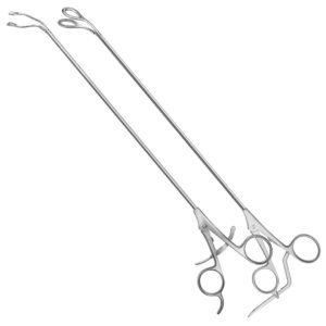 MiCasept Lung/Node Grasping Forceps - Round Ratchet, 30° Curved Down, Ø4.5mm, 300mm Working Length
