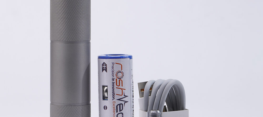 Rosh-Tech Medi-4 USB rechargeable laryngoscope handle with Type-C charging port and custom battery.